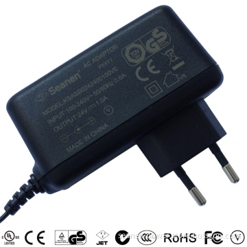 24W Vertical Type of Switching Power Adapter with CE/UL/GS/PSE/EMC